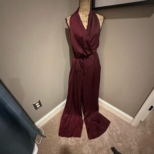 Nine West Burgundy size XL halter jumpsuit